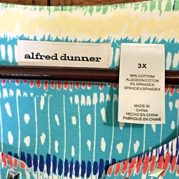 Alfred Dunner Women's 3X Multicolor Knit Blouse Short Sleeve Bling Pullover Top - Picture 7 of 10